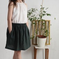 Jupe courte trapèze en lin MARANON