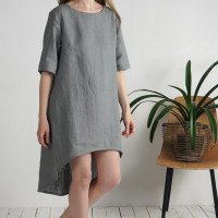 Robe en lin à dos plus long FINLAY