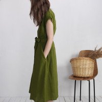 Robe chemise midi de grossesse en lin à ceinture LIMPOPO