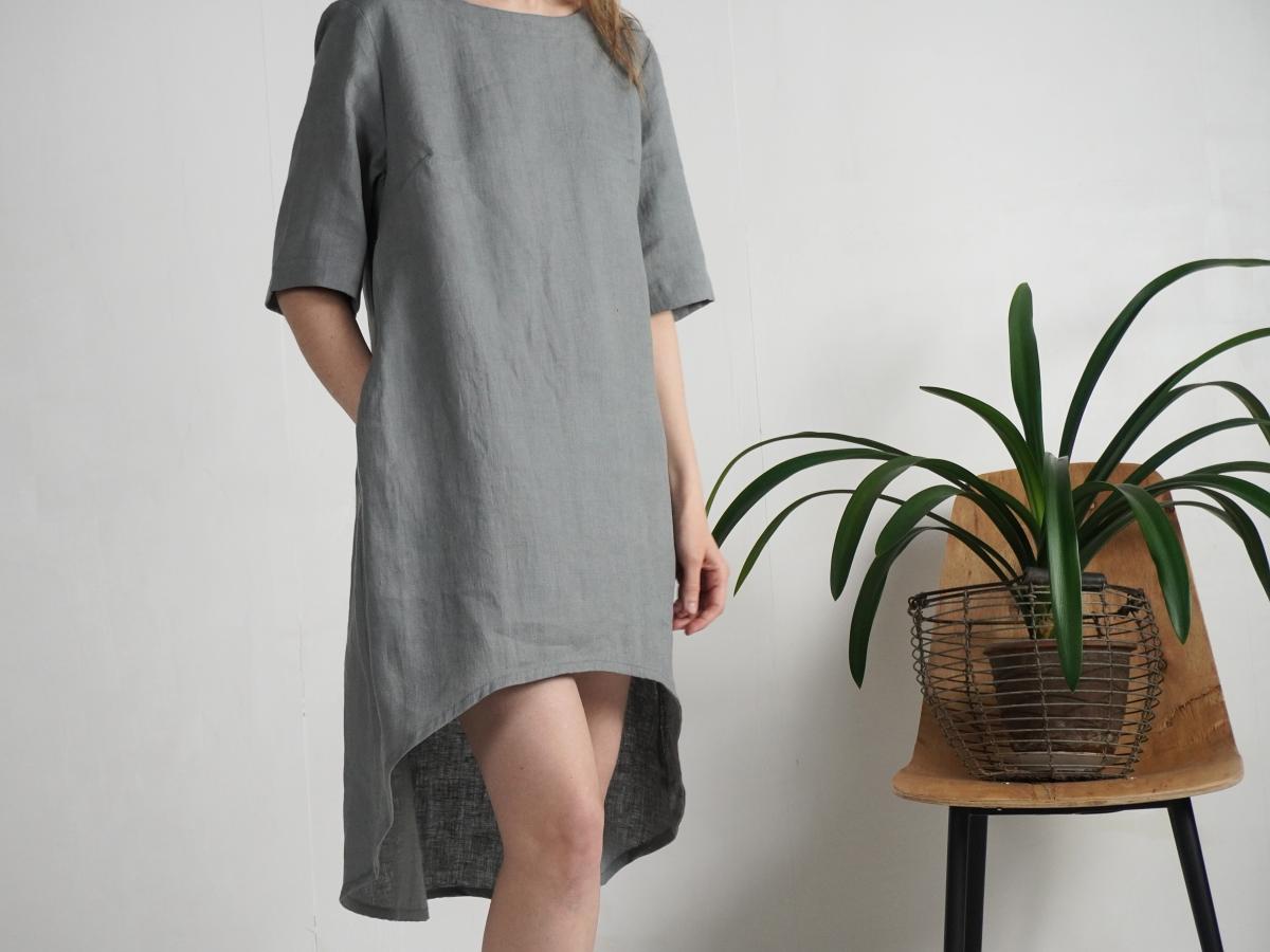 Robe en lin à dos plus long FINLAY