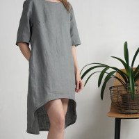 Robe en lin à dos plus long FINLAY