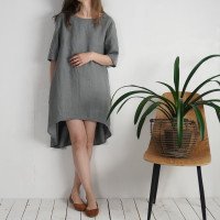 Robe en lin à dos plus long FINLAY