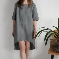 Robe en lin à dos plus long FINLAY