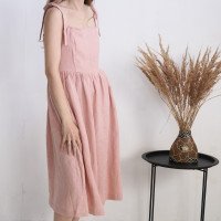Robe en lin à larges bretelles à nouer GUAPAY