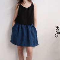 Jupe courte trapèze en lin MARANON
