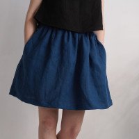 Jupe courte trapèze en lin MARANON