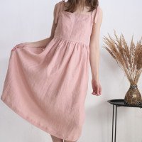 Robe en lin à larges bretelles à nouer GUAPAY