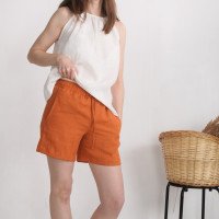 Short en lin à liens et poches RHINE