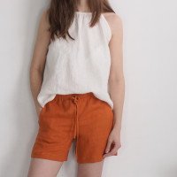 Short en lin à liens et poches RHINE