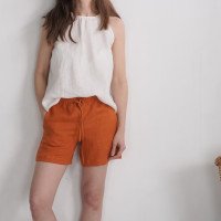 Short en lin à liens et poches RHINE