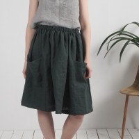 Jupe midi en lin à poches SALWEN