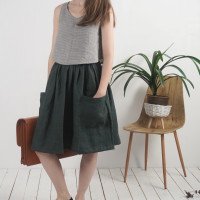 Jupe midi en lin à poches SALWEN