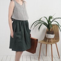 Jupe midi en lin à poches SALWEN