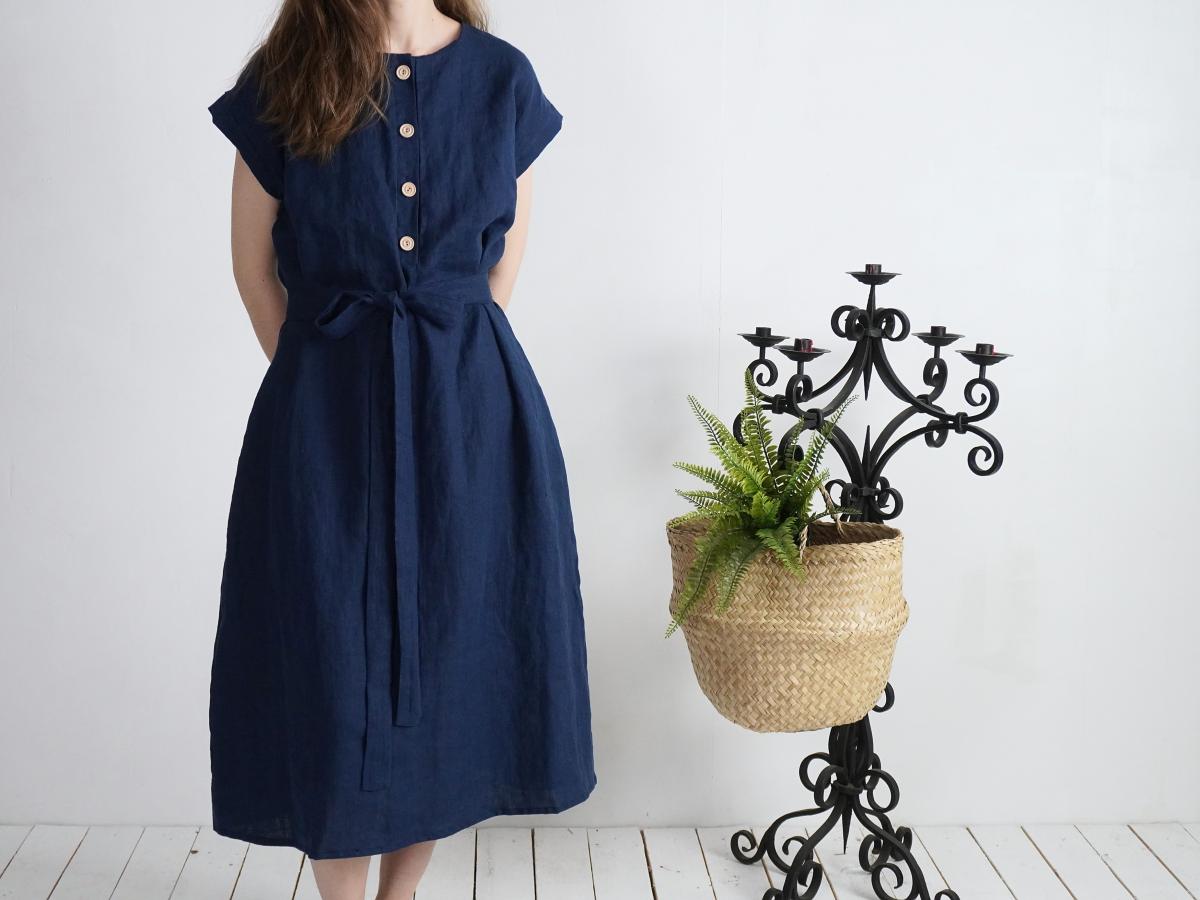 Robe chemise midi en lin à ceinture LIMPOPO