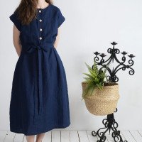 Robe chemise midi en lin à ceinture LIMPOPO