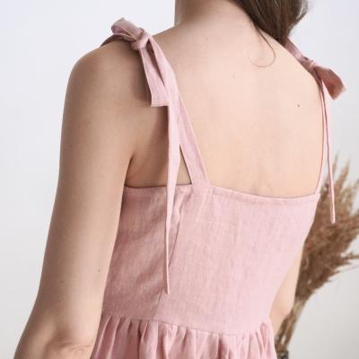 Robe en lin à larges bretelles à nouer GUAPAY