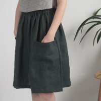 Jupe midi en lin à poches SALWEN
