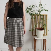 Jupe midi en lin à poches SALWEN