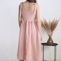Robe en lin à larges bretelles à nouer GUAPAY