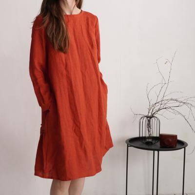 Robe en lin à manches longues et détail au dos CIMARRON