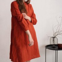 Robe en lin à manches longues et détail au dos CIMARRON