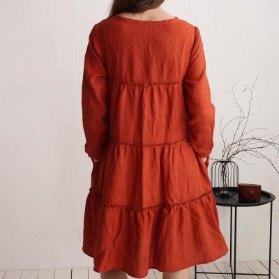 Robe en lin à manches longues et détail au dos CIMARRON