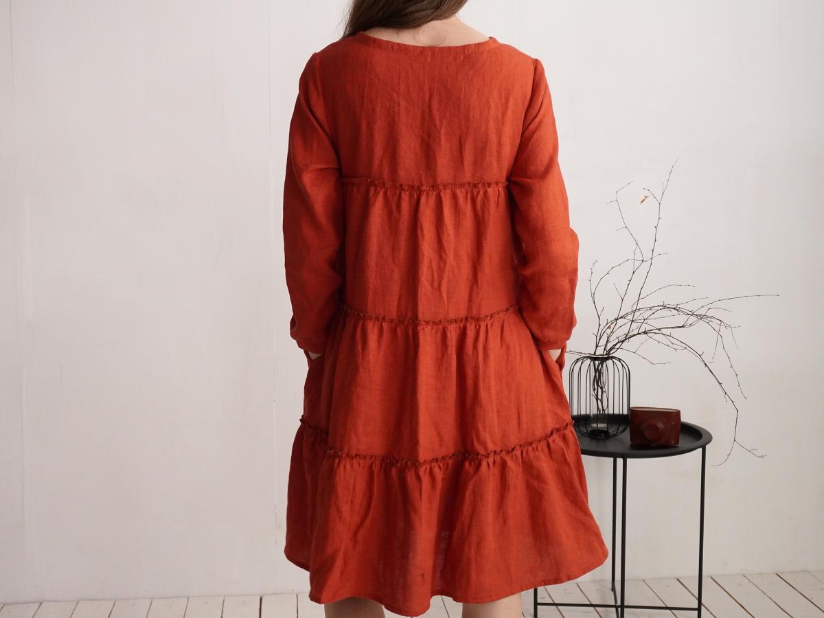 Robe en lin à manches longues et détail au dos CIMARRON