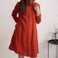 Robe en lin à manches longues et détail au dos CIMARRON