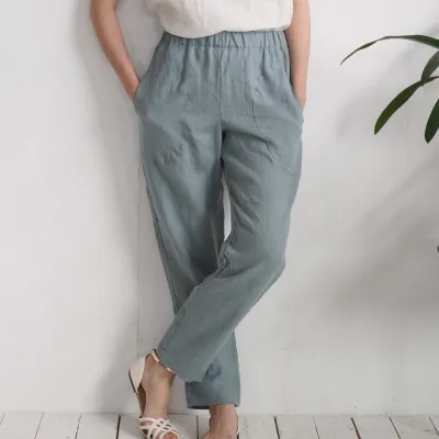 Natural linen pants, washed linen trousers - THAMES