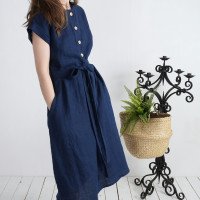Robe chemise midi en lin à ceinture LIMPOPO