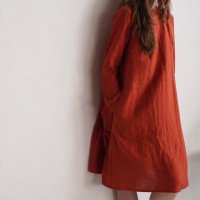 Robe en lin à manches longues et détail au dos CIMARRON