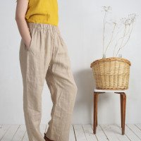 Pantalon droit en lin à taille haute VILYUY