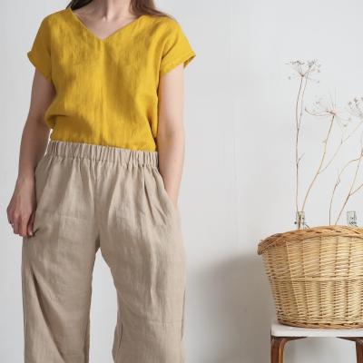 Pantalon droit en lin à taille haute VILYUY