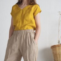 Pantalon droit en lin à taille haute VILYUY