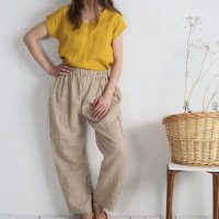 Pantalon droit en lin à taille haute VILYUY