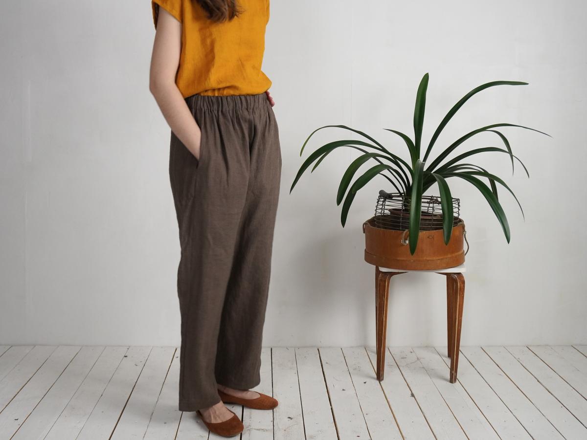 Pantalon droit en lin à taille haute VILYUY