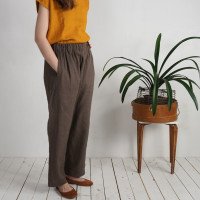 Pantalon droit en lin à taille haute VILYUY