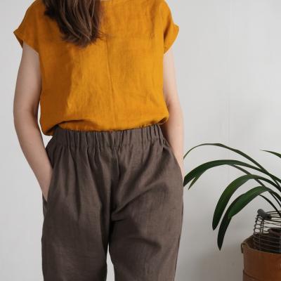 Pantalon droit en lin à taille haute VILYUY
