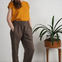 Pantalon droit en lin à taille haute VILYUY