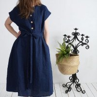 Robe chemise midi en lin à ceinture LIMPOPO