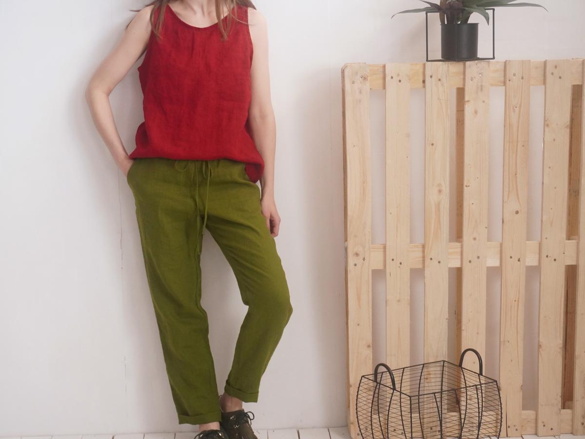Pantalon de grossesse en lin à cordon VOLGA