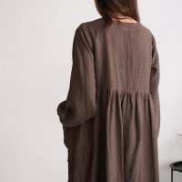 Robe en lin boutonnée à manches longues GEORGINA