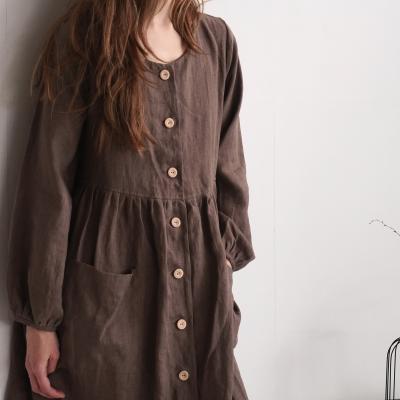 Robe en lin boutonnée à manches longues GEORGINA
