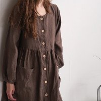 Robe en lin boutonnée à manches longues GEORGINA