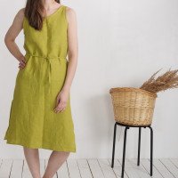 Robe en lin sans manches à fentes MEKONG