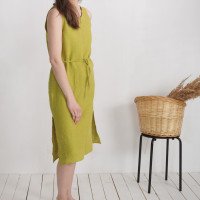 Robe en lin sans manches à fentes MEKONG