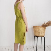 Robe en lin sans manches à fentes MEKONG