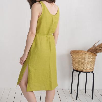 Robe en lin sans manches à fentes MEKONG