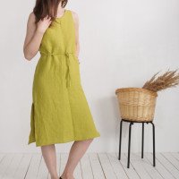 Robe en lin sans manches à fentes MEKONG