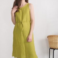 Robe en lin sans manches à fentes MEKONG
